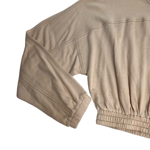 L Space Day Trippin Linen Blend Pullover Lounge Top Pink Cropped XS Cozy Soft - Picture 4 of 12